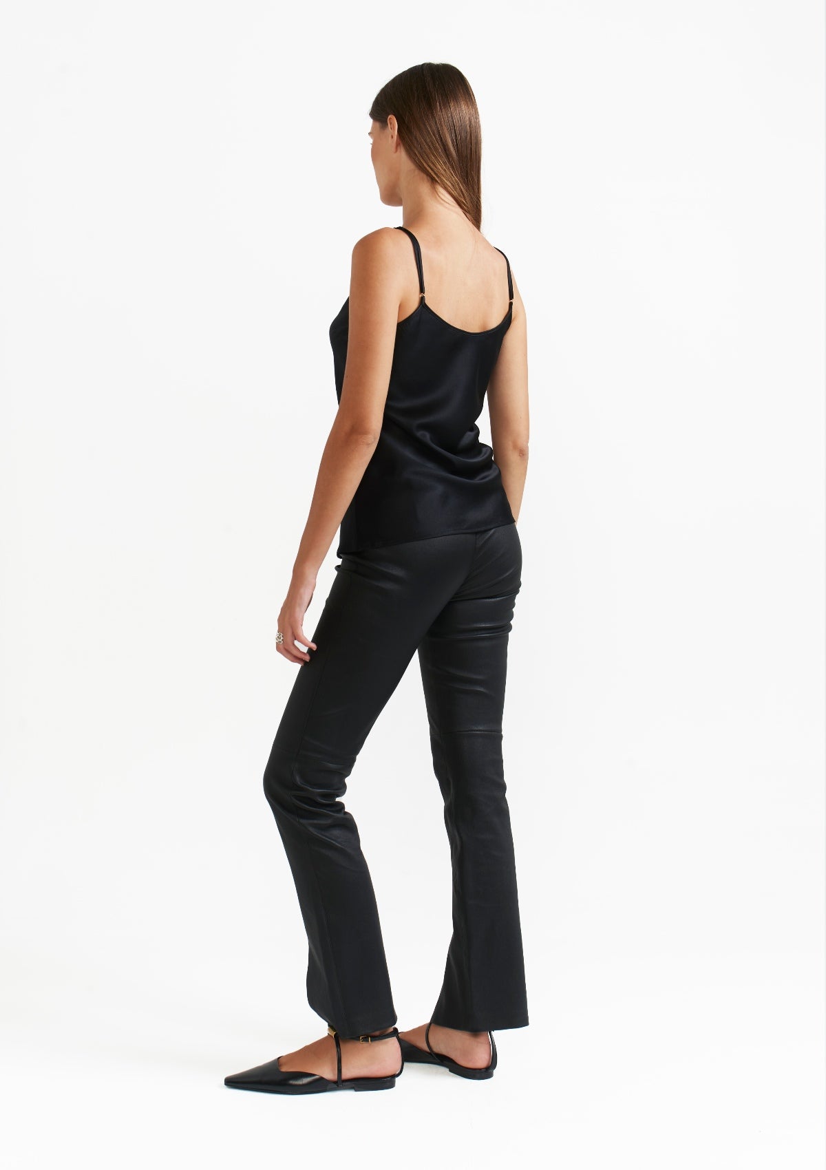 BLACK SILK CAMISOLE TOP