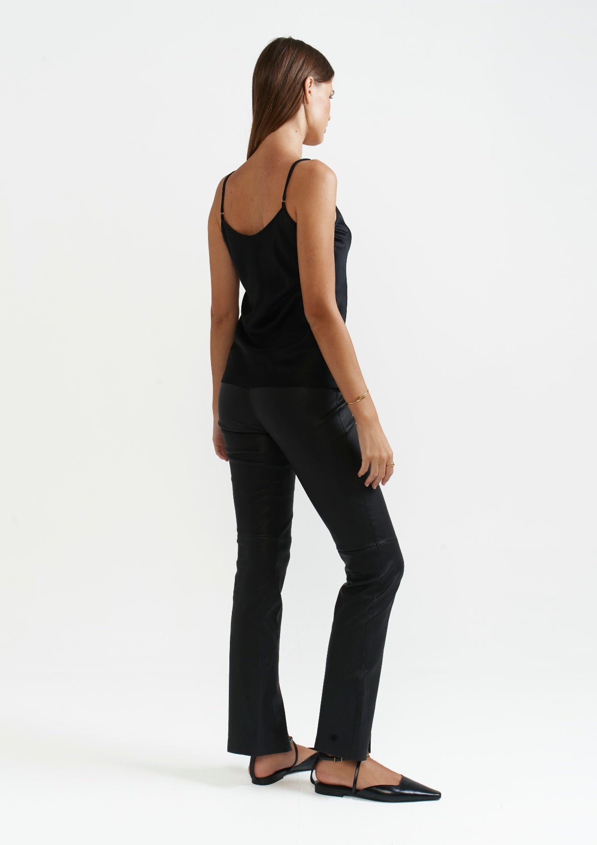 BLACK SILK CAMISOLE TOP