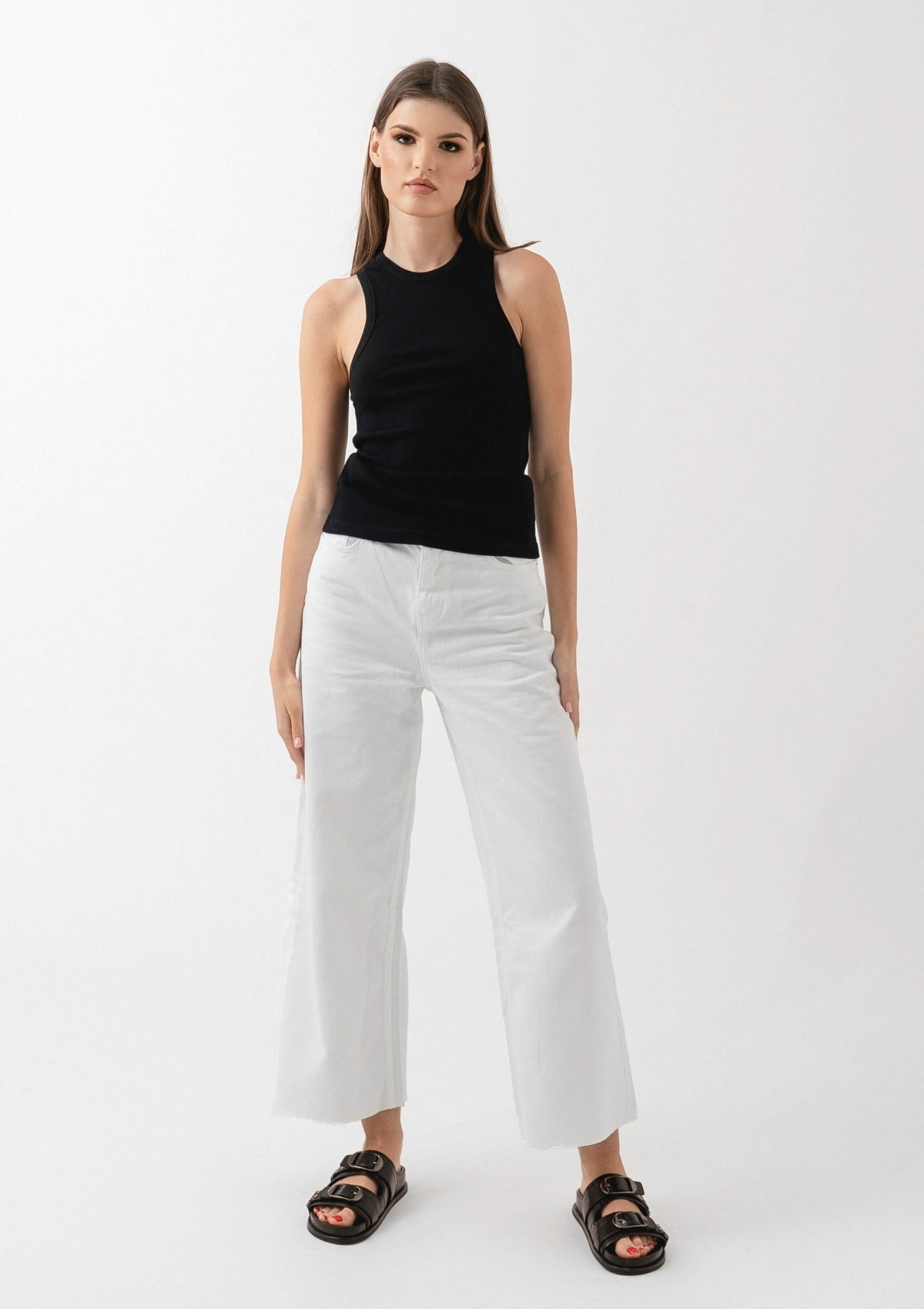A black, racerback, cotton, tank top by Silk & tonic fashion brand