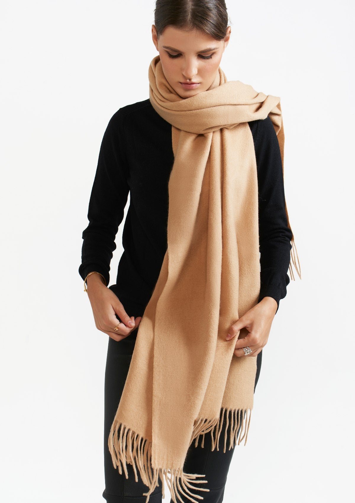 camel-luxurious-pure-cashmere-double-scarf-Silk & tonic