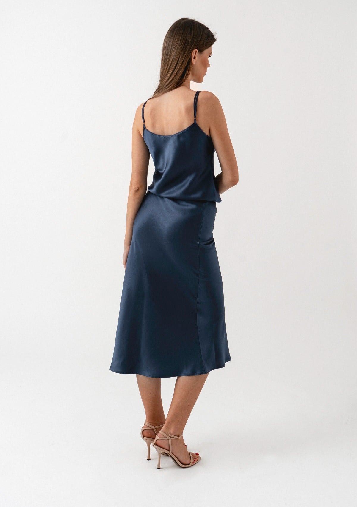 navy-blue-silk-midi-skirt-Silk & tonic