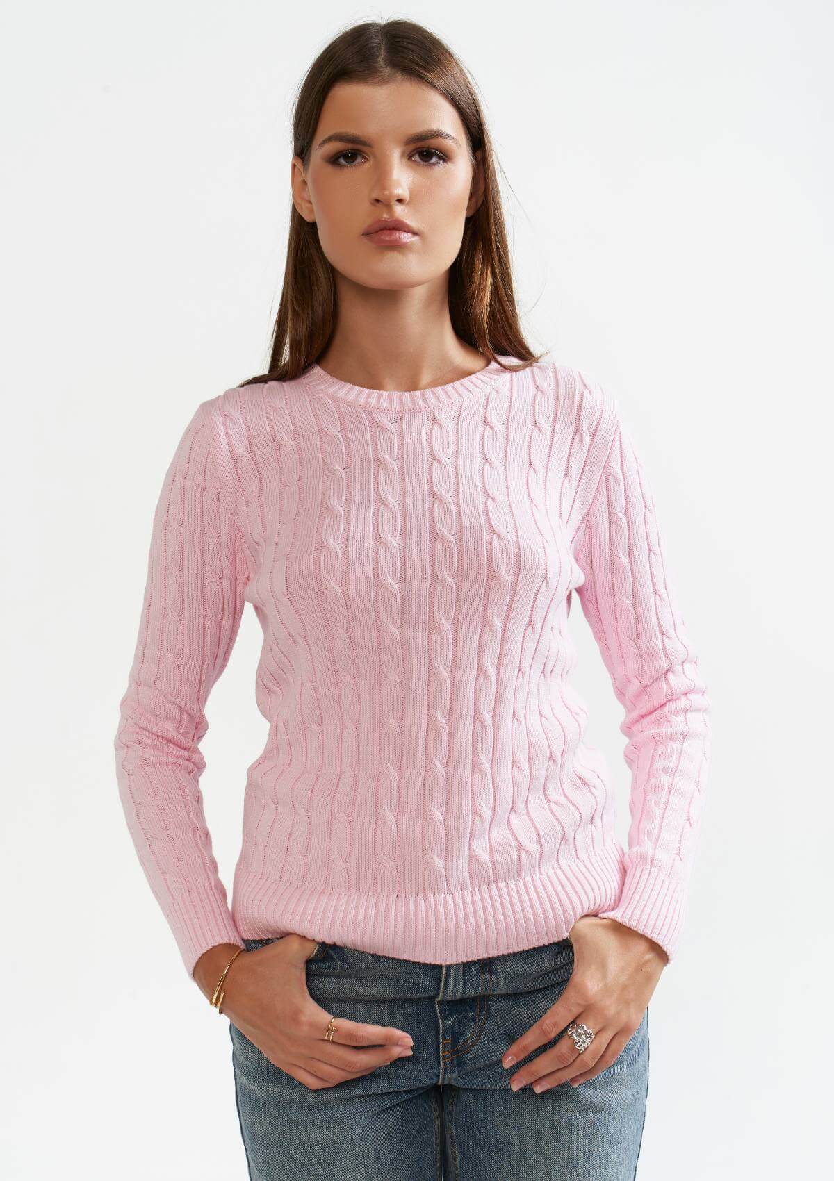 pink-crewneck-cotton-sweater-by Silk & tonic