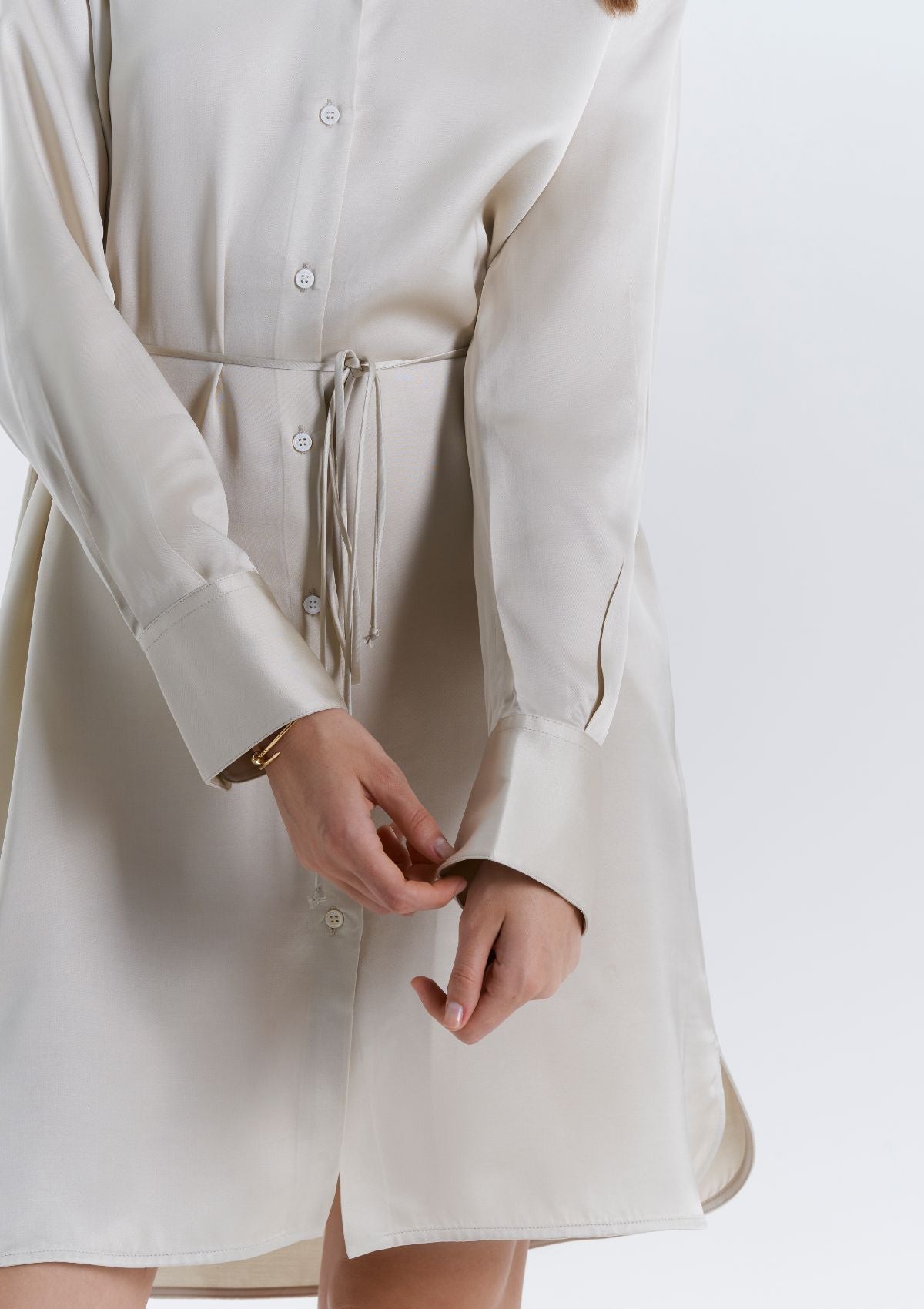 A quality viscose sand shade shirt dress by Silk & tonic fashion brand.