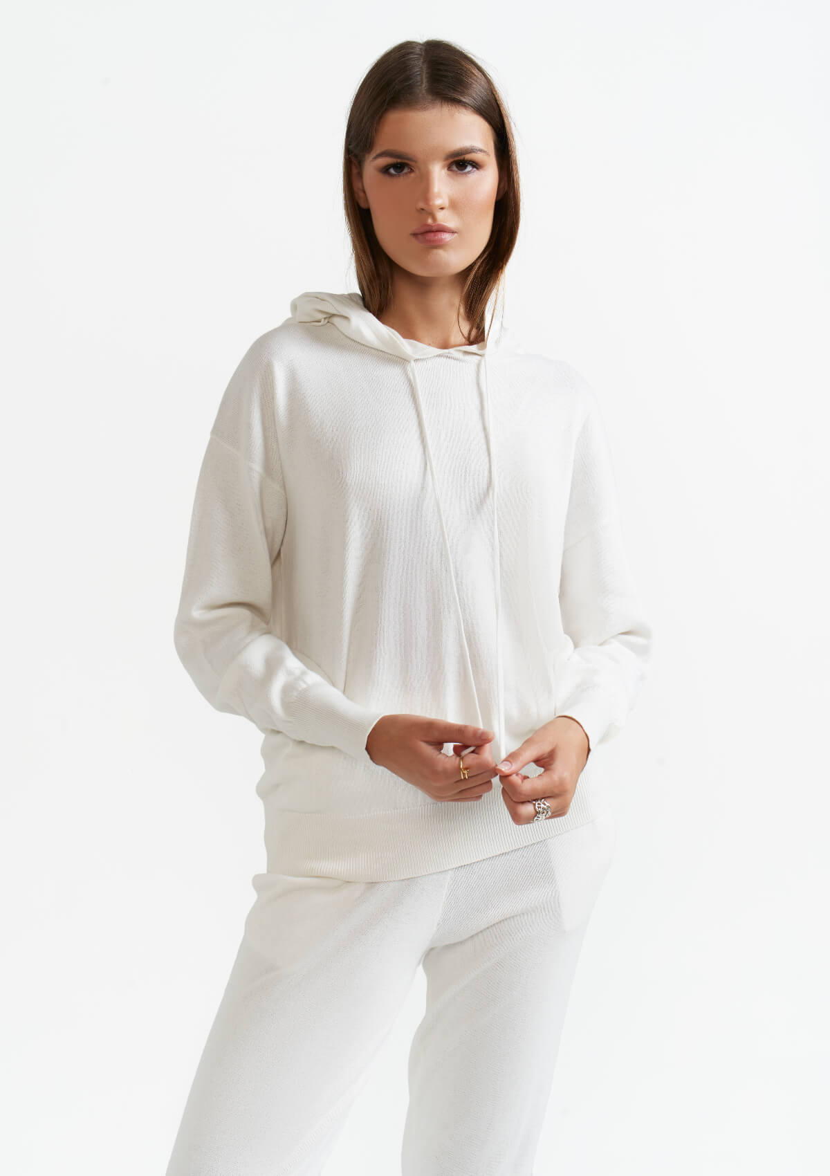 White cashmere hoodie sale