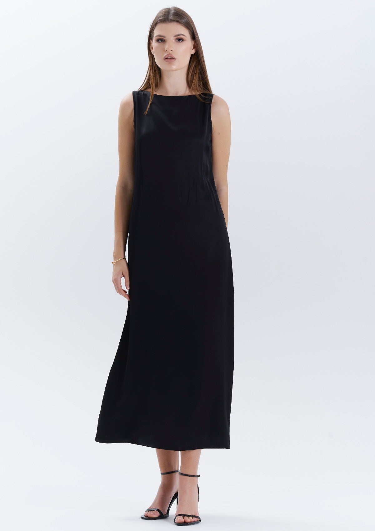 black-silky-midi-slip-dress-by Silk & tonic fashion brand