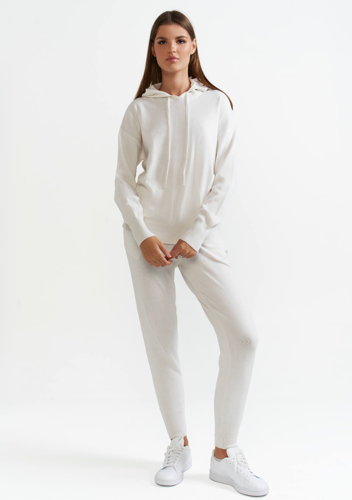 WHITE CASHMERE BLEND TROUSERS