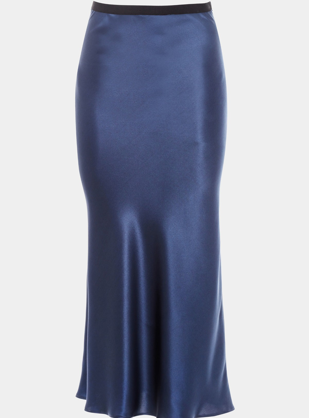 Navy Blue Silk Midi Slip Skirt Silk tonic