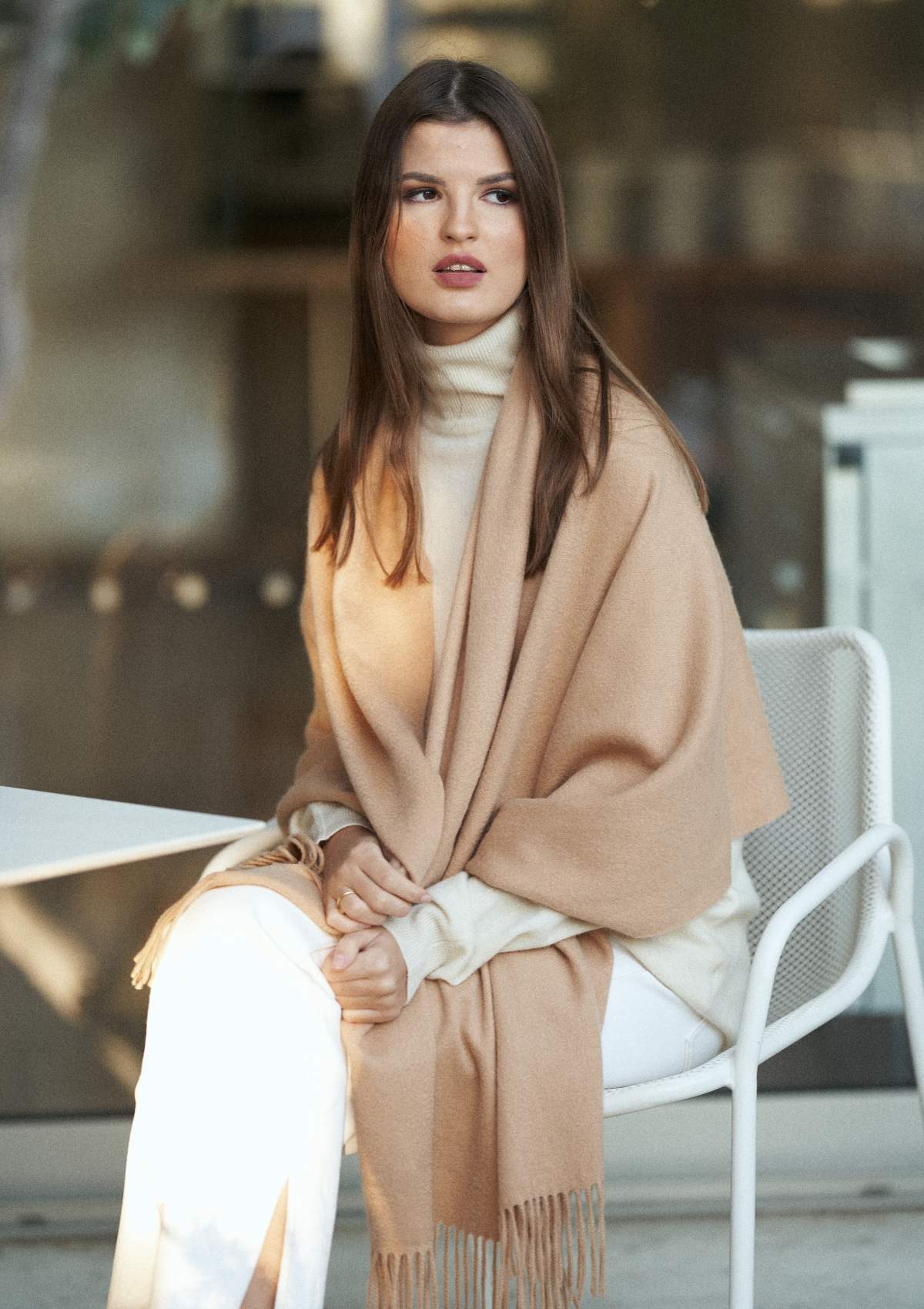 DOUBLE CAMEL CASHMERE SCARF