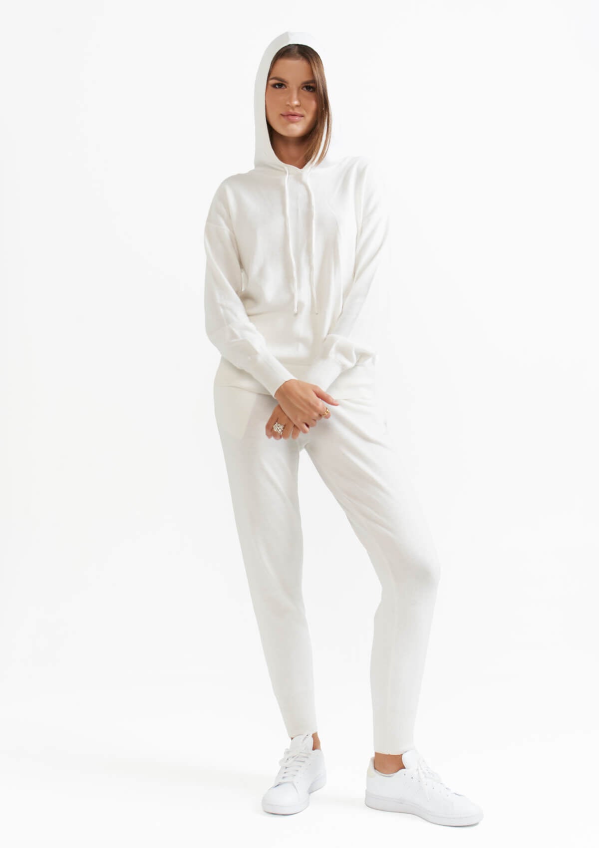 WHITE CASHMERE BLEND TROUSERS