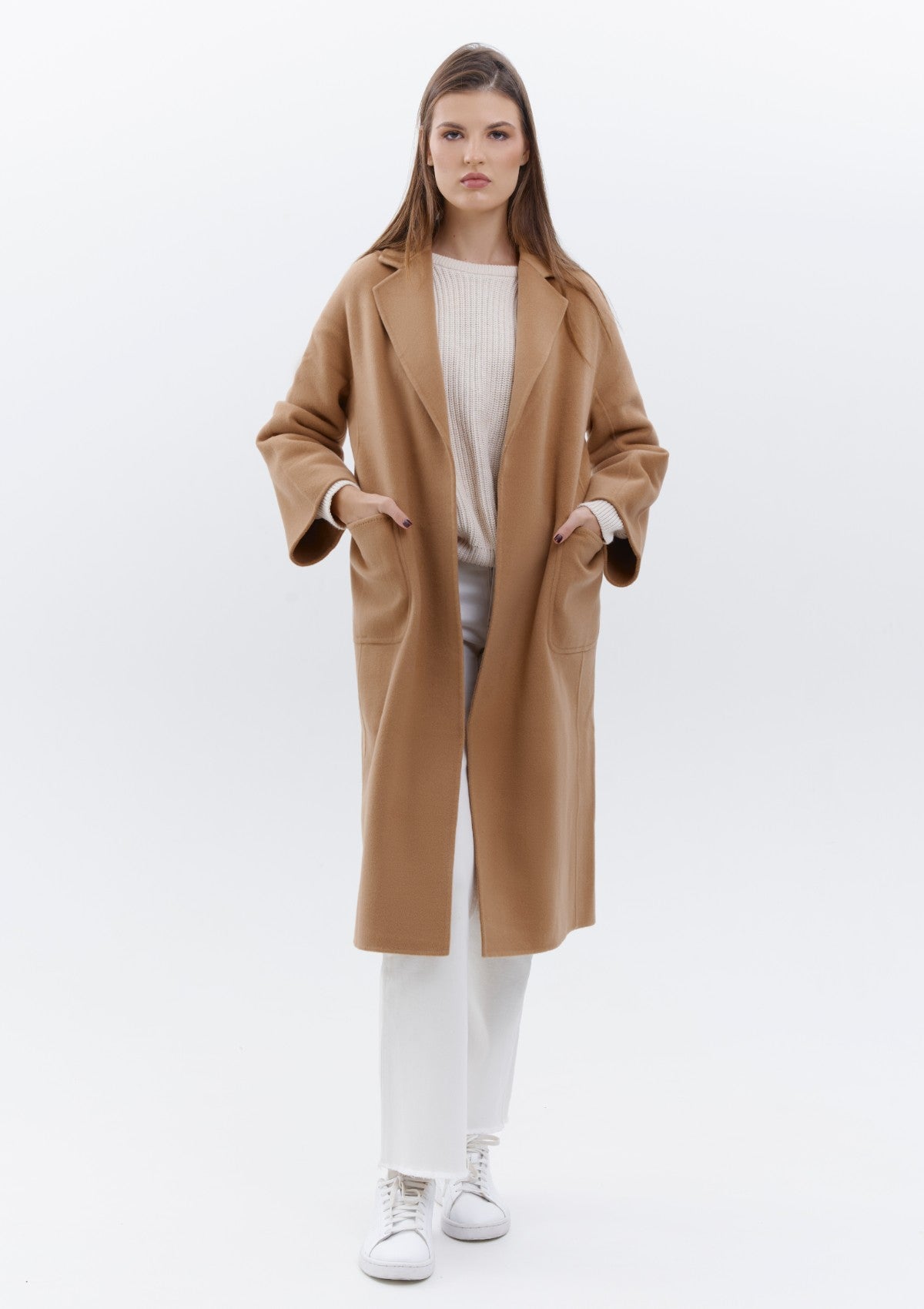 a quiet luxury cashmere coat by Silk & tonic fashion brand