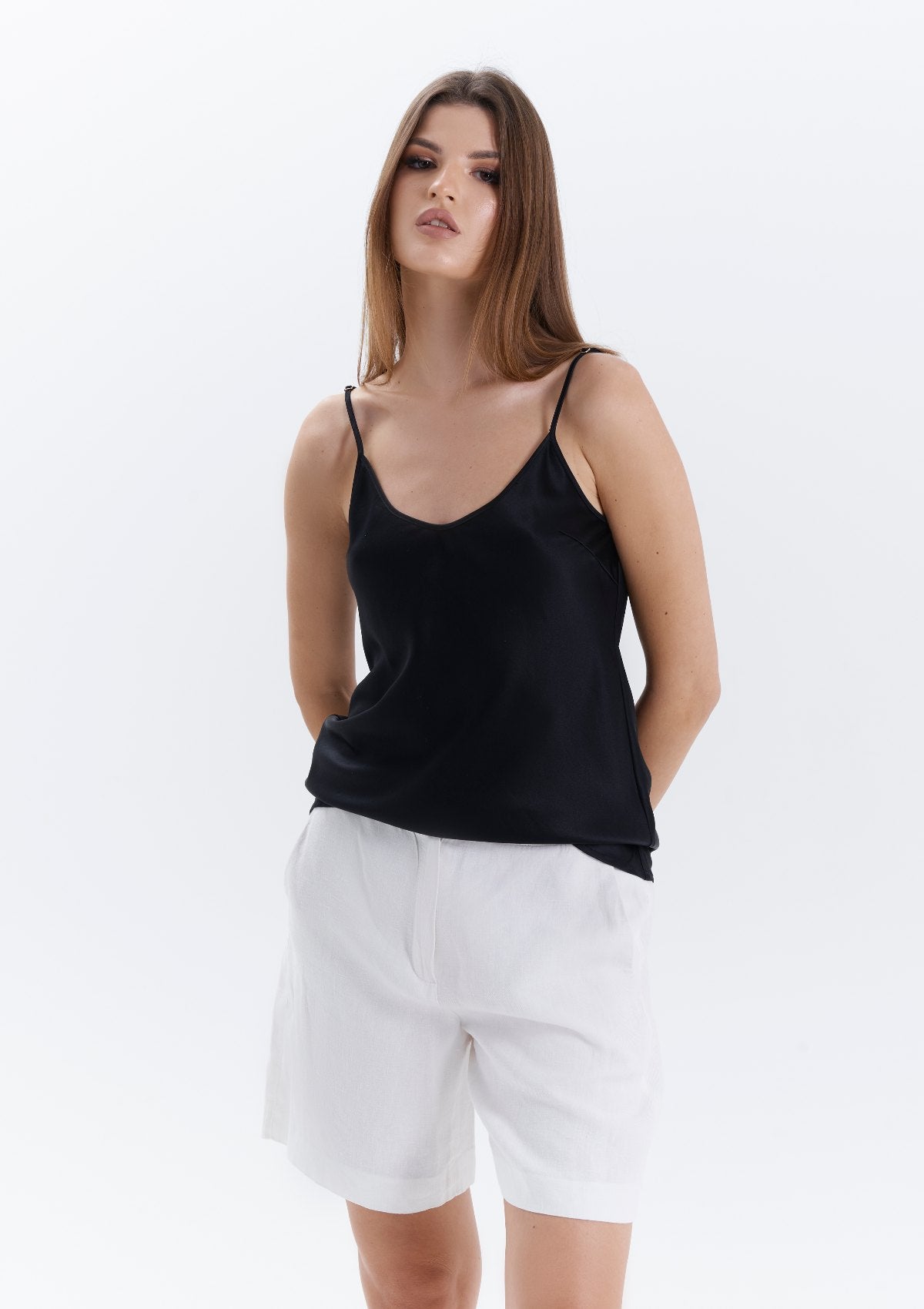 timeless-style-black-silk-camisole-top-by Silk & tonic