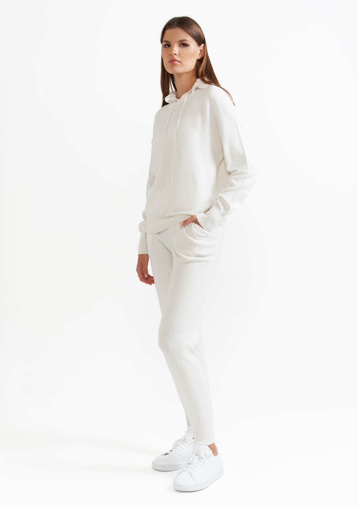 WHITE CASHMERE BLEND TROUSERS